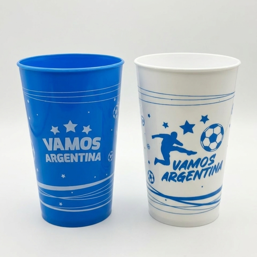 Vaso Plastico 500 cc. Celeste y Blanco