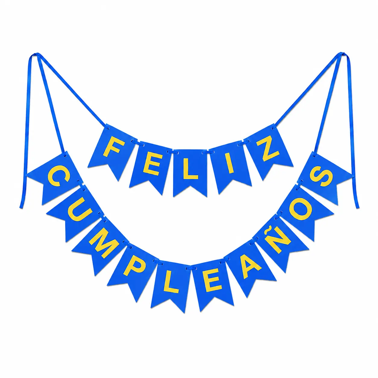Banderin Feliz Cumpleaños Azul con Oro