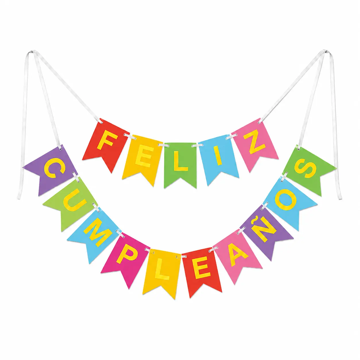 Banderin Feliz Cumpleaños Multicolor con Oro