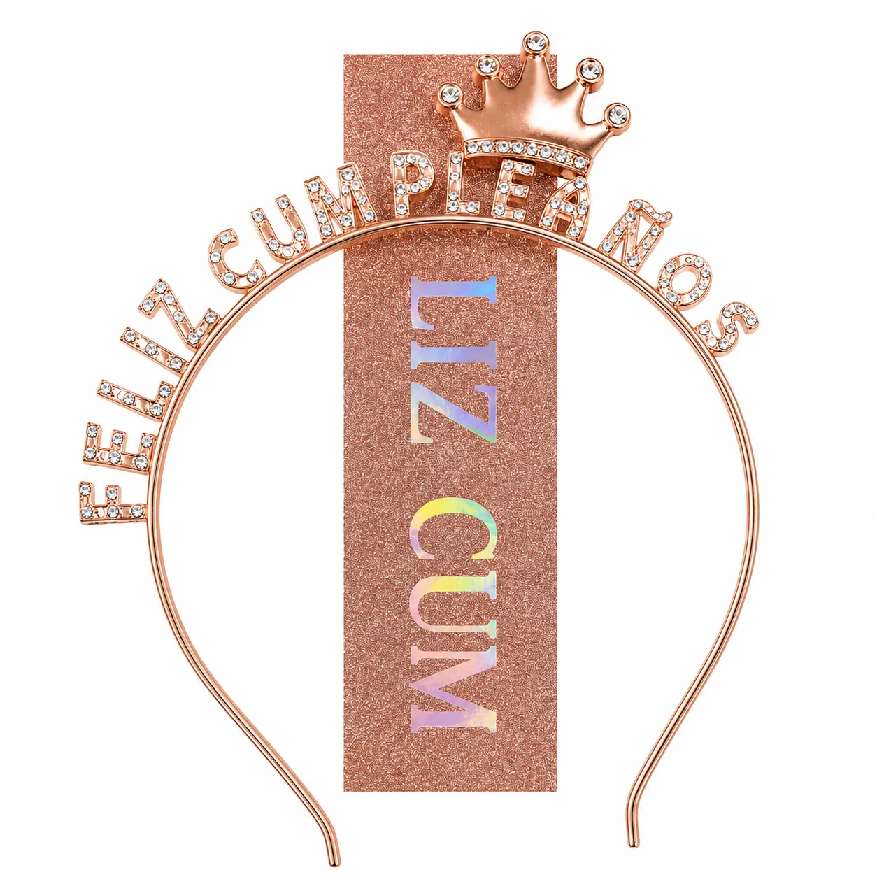 Banda Glitter Feliz Cumple con Vincha