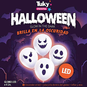 Set 4 Globos Halloween Con Led - 1