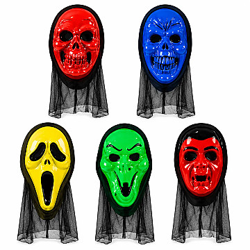 Mascaras Plasticas de Terror con Tul Surtidas - 1