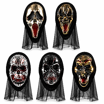 Mascaras Plasticas de Terror con Tul Surtidas - 2