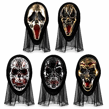 Mascaras Plasticas de Terror con Tul Surtidas - 2