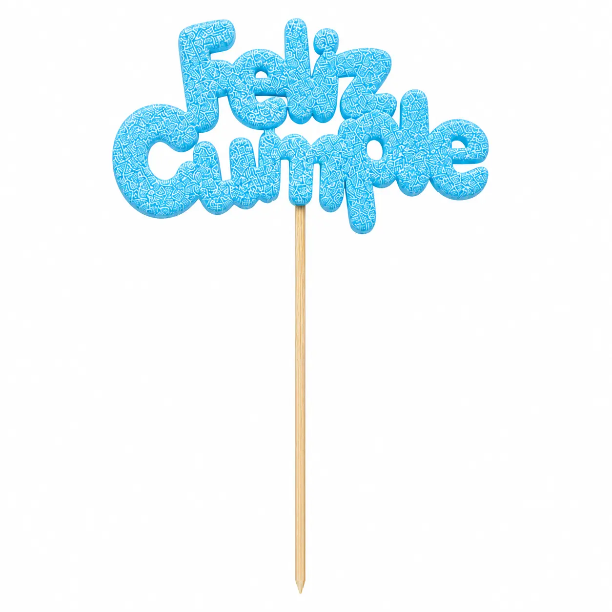 Topper Feliz Cumple con Glitter Celeste 10 Cm
