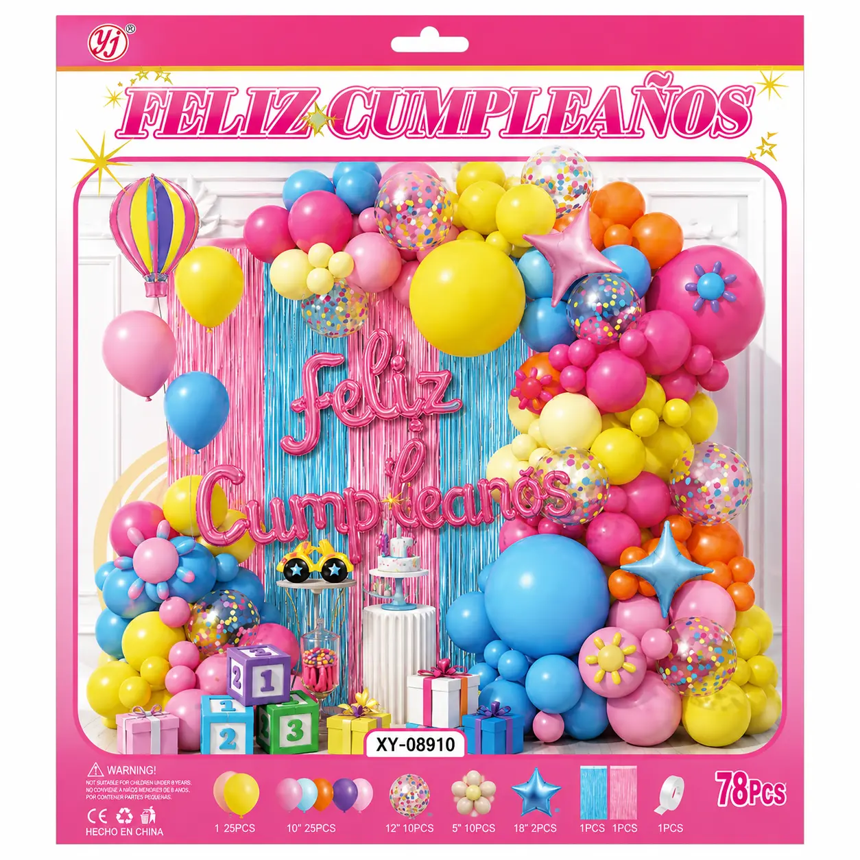 Set de Globos Deco Feliz Cumple Mult.