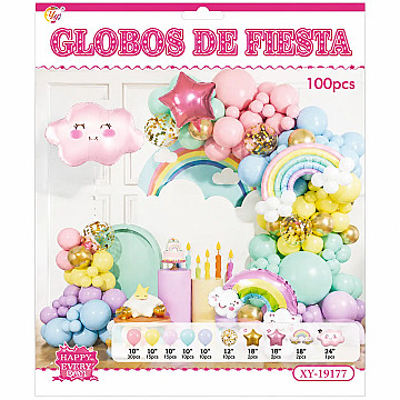 Set de Globos Deco Feliz Cumple Arco Iris - 1
