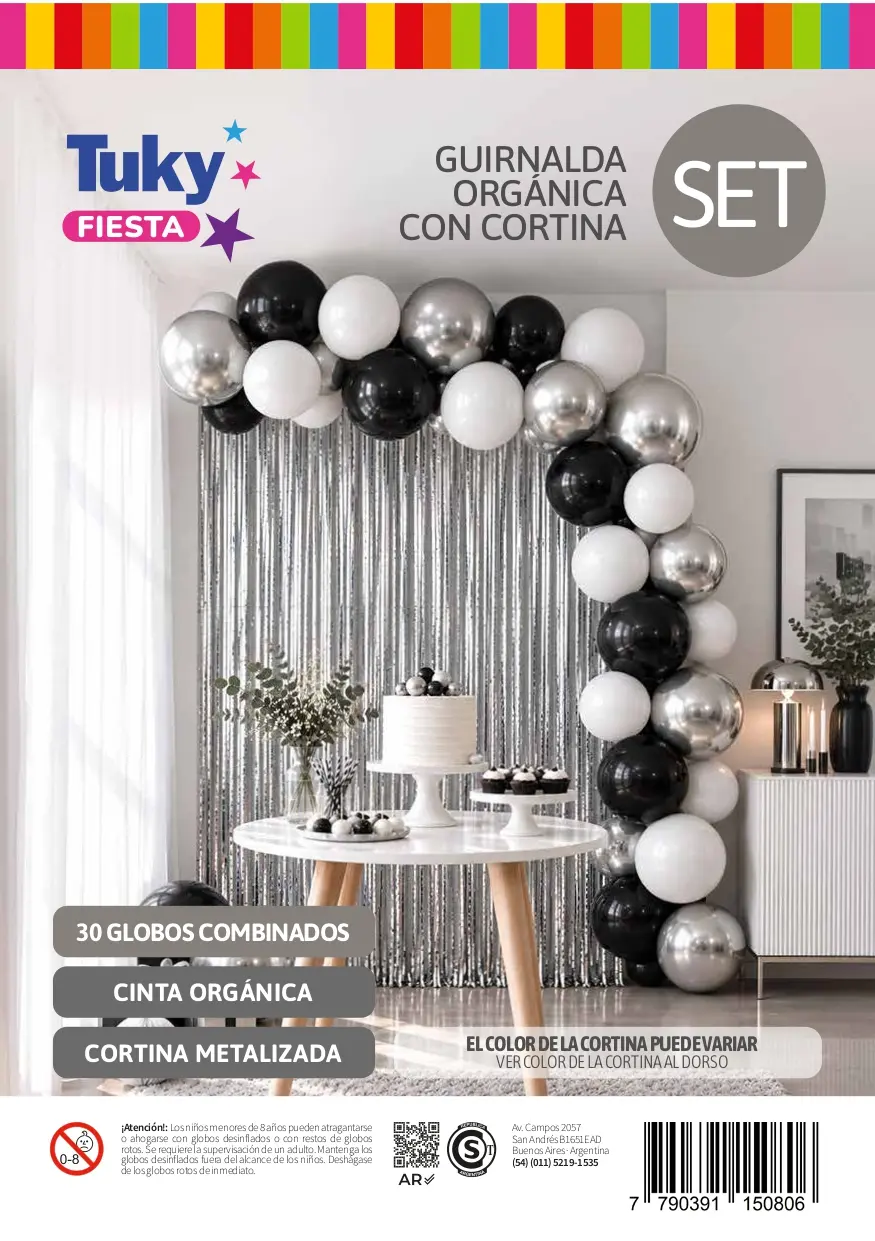 Set Guirnalda Organica Plata y Cortina