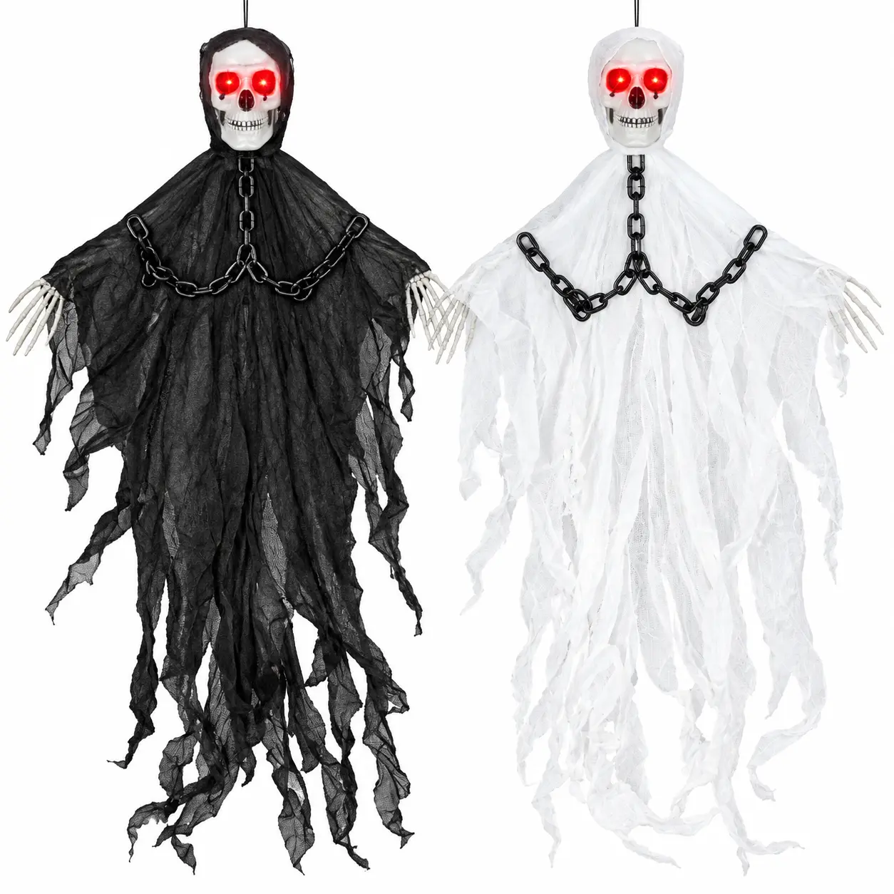 Fantasma Con Cadenas Halloween con Sonido y Luz 90 cm