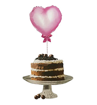 Topper para Torta "F. Cumple" Corazon Rosa - 1