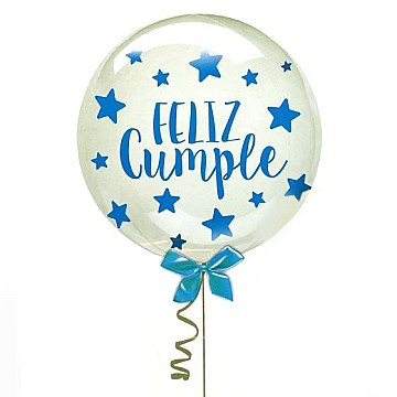 Lettering Balloon Feliz Cumple Con Estrellas - 1