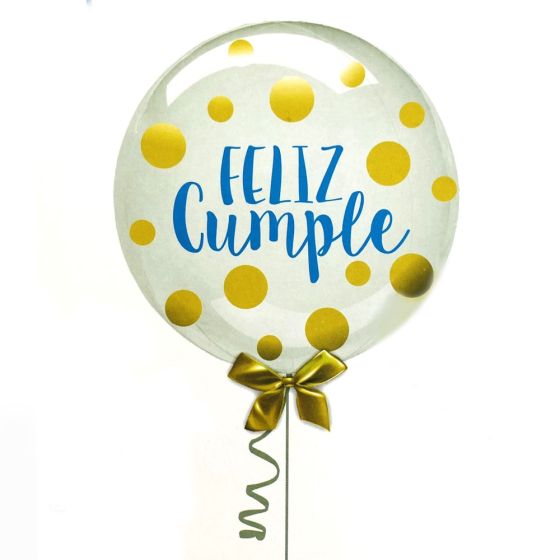 Lettering Balloon Feliz Cumple Con Lunares